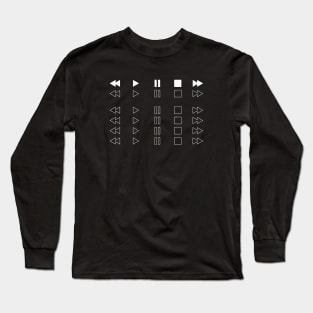 Repeated Music Player Buttons Dark Theme Long Sleeve T-Shirt